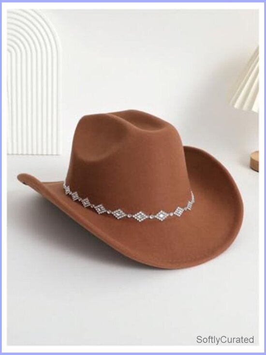 Women\'s Rhinestone Cowboy Hat Wide Brim Cowgirl Hat main image 5
